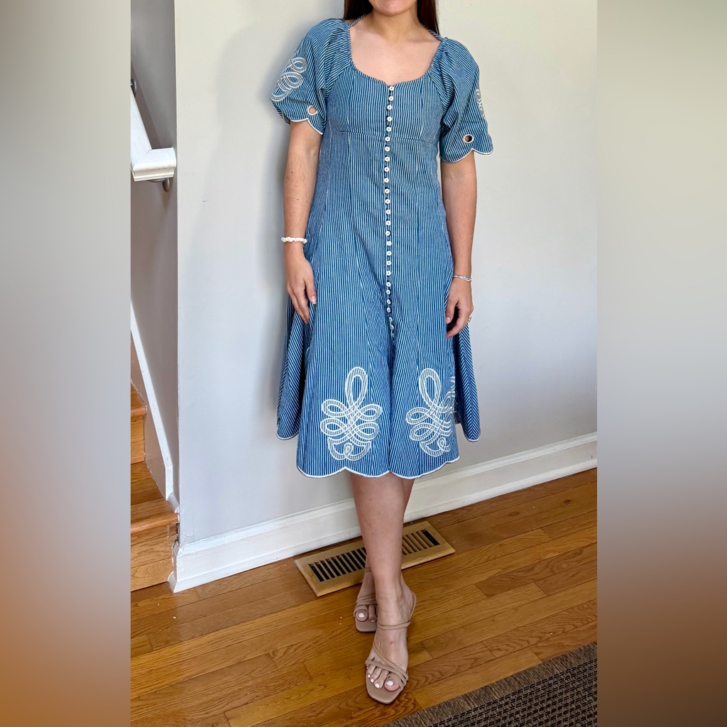 Innika Choo Blue Striped Button-Down Dress